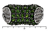 Pre-Owned Green Chrome Diopside And White Topaz Sterling Silver Ring 2.96ctw