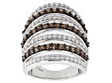Pre-Owned Brown And White Cubic Zirconia Silver Ring 4.01ctw (2.19ctw DEW)