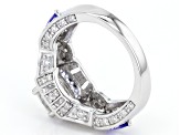 Pre-Owned Moissanite Fire® 2.42ctw DEW And .60ctw Tanzanite Platineve™ Ring