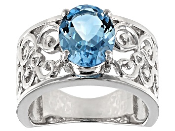 Picture of Pre-Owned Sky Blue Glacier Topaz rhodium over silver ring 2.82ct