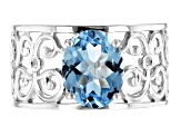 Pre-Owned Sky Blue Glacier Topaz rhodium over silver ring 2.82ct