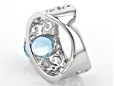 Pre-Owned Sky Blue Glacier Topaz rhodium over silver ring 2.82ct
