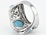 Pre-Owned Blue larimar rhodium over silver band ring