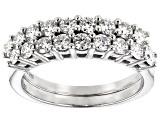 Pre-Owned Moissanite Platineve Band Ring Set of Two 1.08ctw DEW.