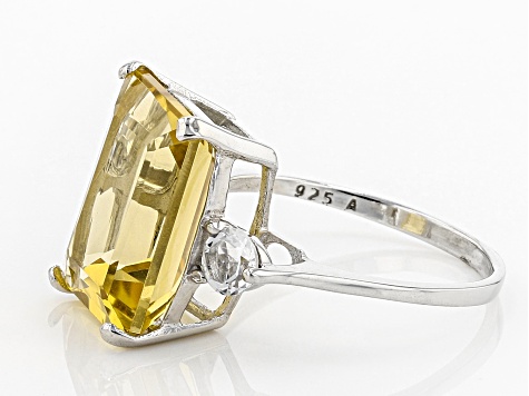 Pre-Owned Yellow Brazilian Citrine Rhodium Over Sterling Silver Ring 8.62ctw
