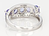 Pre-Owned Blue tanzanite rhodium over sterling silver ring 1.45ctw