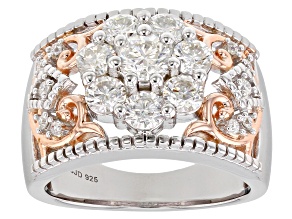 Pre-Owned Moissanite Platineve And 14k Rose Gold Over Platineve Ring 1.57ctw D.E.W