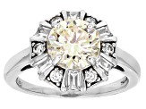 Pre-Owned White Strontium Titanate And White Zircon Sterling Silver Ring 3.26ctw