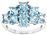 Pre-Owned Blue Zircon Rhodium Over Sterling Silver Ring 3.71ctw
