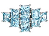 Pre-Owned Blue Zircon Rhodium Over Sterling Silver Ring 3.71ctw