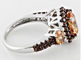Pre-Owned Brown And Mocha Cubic Zirconia Rhodium Over Silver Ring 5.99ctw