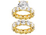 Pre-Owned White Cubic Zirconia 18k Yellow Gold Over Silver Ring With Band 27.91ctw