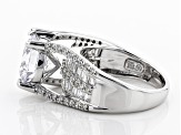 Pre-Owned White Cubic Zirconia Rhodium Over Sterling Silver Bridge Ring 8.98ctw