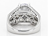 Pre-Owned White Cubic Zirconia Rhodium Over Sterling Silver Bridge Ring 8.98ctw