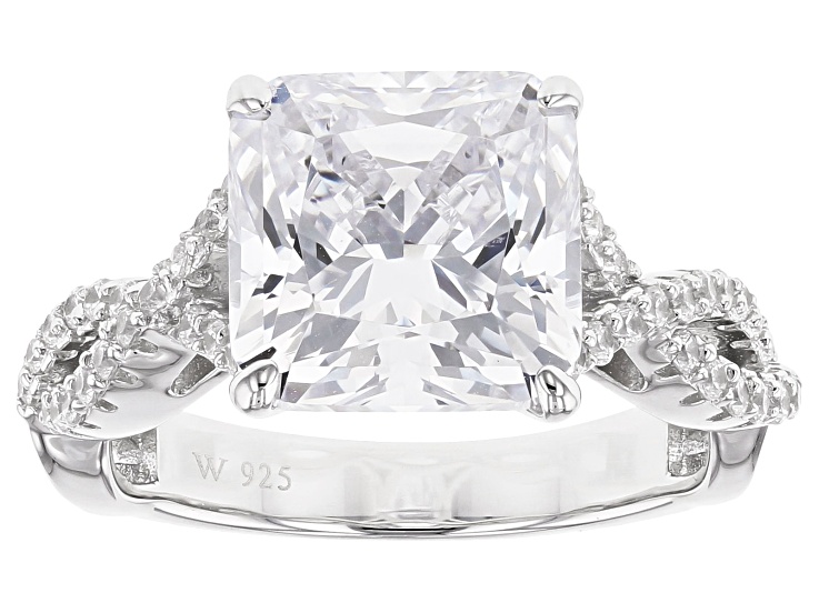 Pre-Owned White Cubic Zirconia Rhodium Over Sterling Silver Center Design Ring 8.50ctw
