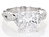 Pre-Owned White Cubic Zirconia Rhodium Over Sterling Silver Center Design Ring 8.50ctw