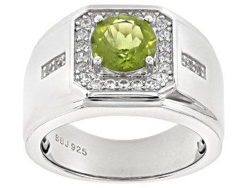 Picture of Pre-Owned Green Peridot Sterling Silver Mens Ring 2.92ctw