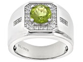 Pre-Owned Green Peridot Sterling Silver Mens Ring 2.92ctw