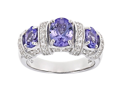 Pre-Owned Blue tanzanite rhodium over sterling silver ring 2.44ctw ...