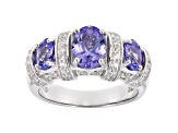 Pre-Owned Blue tanzanite rhodium over sterling silver ring 2.44ctw