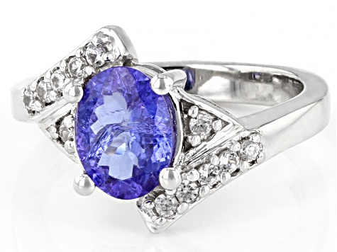 FB Jewels 3.82 Carat Genuine Blue Topaz Tanzanite and White Topaz 925 Sterling Silver Birthstone Ring 