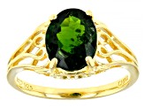 Pre-Owned Green Russian Chrome Diopside 18K Yellow Gold Over Sterling Silver Ring 2.70ct