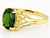 Pre-Owned Green Russian Chrome Diopside 18K Yellow Gold Over Sterling Silver Ring 2.70ct