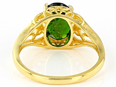 Pre-Owned Green Russian Chrome Diopside 18K Yellow Gold Over Sterling Silver Ring 2.70ct
