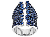Pre-Owned Blue Lab Created Spinel Rhodium Over Sterling Silver Ring 4.14ctw
