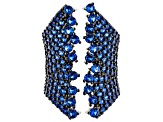 Pre-Owned Blue Lab Created Spinel Rhodium Over Sterling Silver Ring 4.14ctw