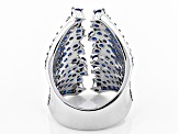Pre-Owned Blue Lab Created Spinel Rhodium Over Sterling Silver Ring 4.14ctw