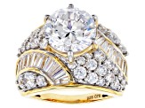 Pre-Owned White Cubic Zirconia 18K Yellow Gold Over Sterling Silver Ring 11.68ctw