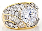 Pre-Owned White Cubic Zirconia 18K Yellow Gold Over Sterling Silver Ring 11.68ctw
