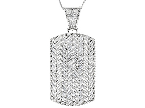 Pre-Owned white cubic zirconia rhodium over sterling silver pendant with chain 9.33ctw