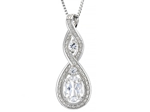Pre-Owned White Lab Created Sapphire Rhodium Over Silver Pendant With Chain 1.23ctw