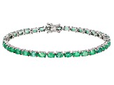 Pre-Owned Green Emerald Rhodium Over Sterling Silver Bracelet 6.93ctw