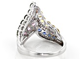Pre-Owned Multi color sapphire  rhodium over sterling silver ring 1.72ctw