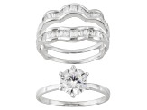 Pre-Owned Bella Luce ® 2.88ctw Round And Baguette, Rhodium Over Sterling Silver Ring With Wrap