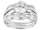Pre-Owned Bella Luce ® 2.88ctw Round And Baguette, Rhodium Over Sterling Silver Ring With Wrap