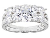 Pre-Owned Cubic Zirconia Rhodium Over Sterling Silver Ring With Band 6.22ctw (3.92ctw DEW)