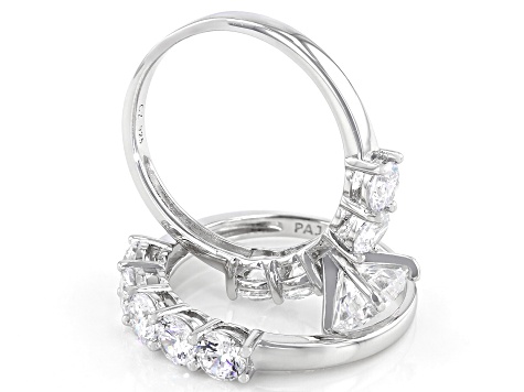 Pre-Owned Cubic Zirconia Rhodium Over Sterling Silver Ring With Band 6.22ctw (3.92ctw DEW)