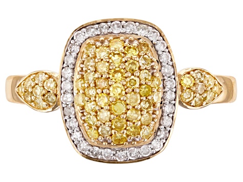 Pre-Owned Yellow And White Diamond Ring 10k Yellow Gold .53ctw