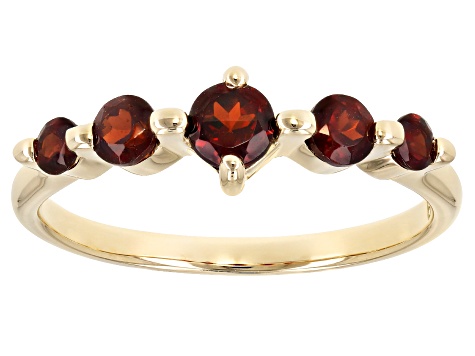 Pre-Owned Red Round Garnet 10K Gold 5-Stone Ring .70ctw