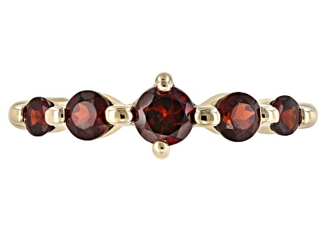 Pre-Owned Red Round Garnet 10K Gold 5-Stone Ring .70ctw