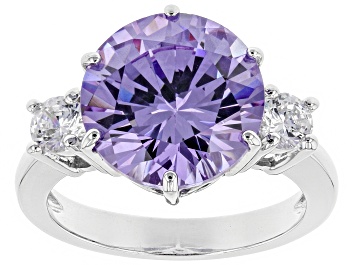 Picture of Pre-Owned Purple & White Cubic Zirconia Rhodium Over Sterling Silver Ring 9.89ctw