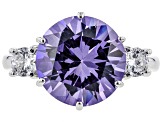 Pre-Owned Purple & White Cubic Zirconia Rhodium Over Sterling Silver Ring 9.89ctw