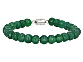 Pre-Owned Green Onyx Rhodium Over Sterling Silver Bead Bracelet 68.85ctw