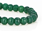 Pre-Owned Green Onyx Rhodium Over Sterling Silver Bead Bracelet 68.85ctw