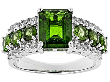 Picture of Pre-Owned Green Chrome Diopside Rhodium Over Sterling Silver Ring 3.45ctw
