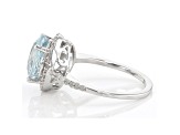 Pre-Owned Blue Aquamarine Rhodium Over Sterling Silver Halo Ring 3.64ctw